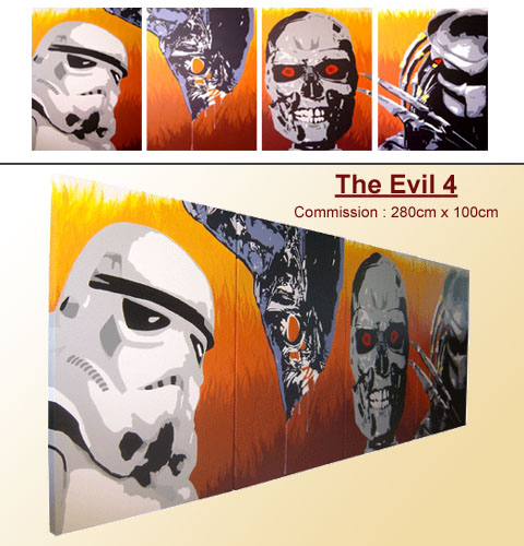 Storm trooper alien terminator predator painting